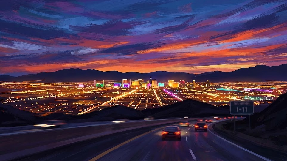 Las Vegas skyline at dusk